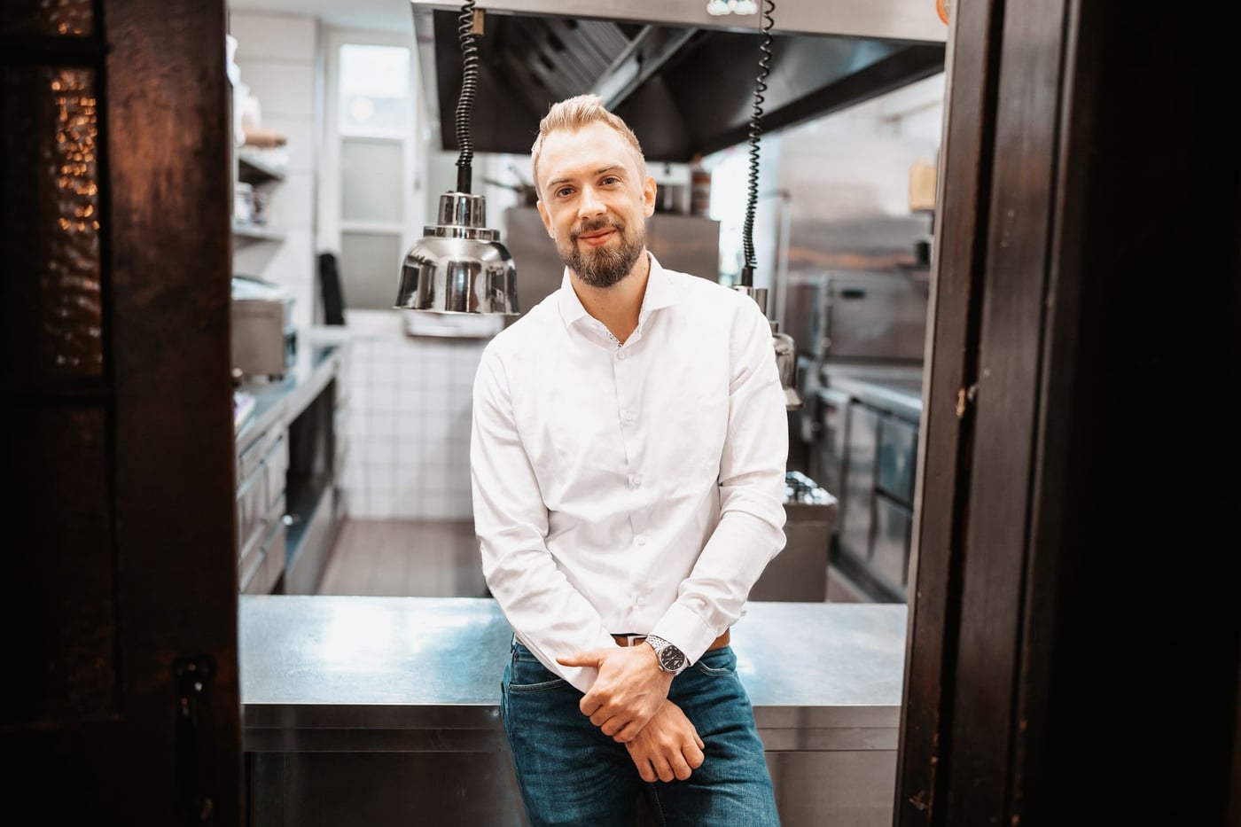 Matthias Ebbinghaus in der Küche des Restaurants Ercklentz